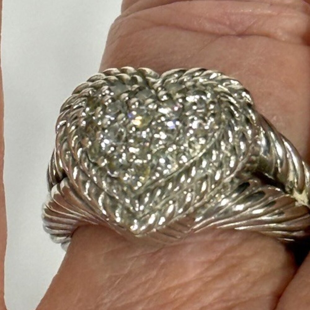 Judith Ripka 926 silver and pave' set cubic zirconia stones in large heart.